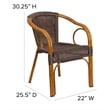 Bowery Hill Rattan Patio Dining Arm Chair in Dark Brown (Set of 3)