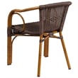 Bowery Hill Rattan Patio Dining Arm Chair in Dark Brown (Set of 3)