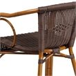 Bowery Hill Rattan Patio Dining Arm Chair in Dark Brown (Set of 3)