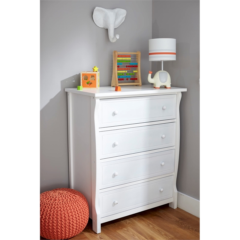 Bowery Hill Contemporary Wood 4 Drawer Dresser in White Finish