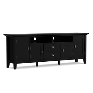 Bowery Hill Wood 72&quot Transitional TV Media Stand in Black For TVs up to 80&quot