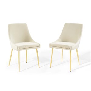 Bowery Hill 19&quot Performance Velvet Dining Chairs in Gold/Ivory (Set of 2)