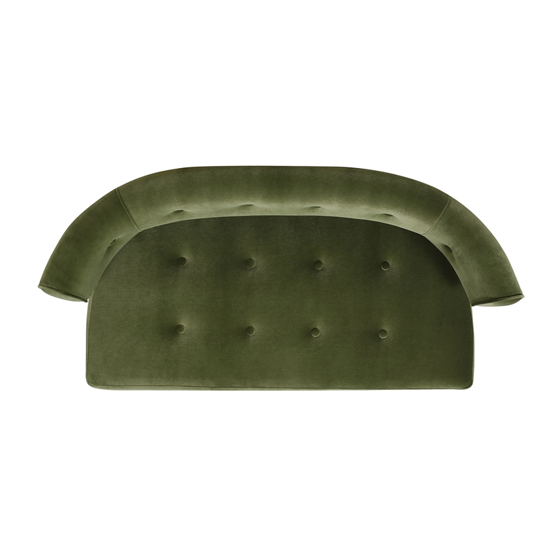 Bowery Hill Contemporary Roll Arm Tufted Bench Settee Olive Green Velvet