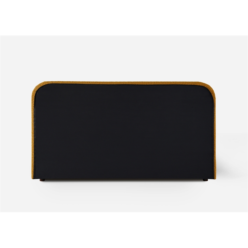 Bowery Hill Upholstered Platform Queen Bed in Mustard Boucle Fabric