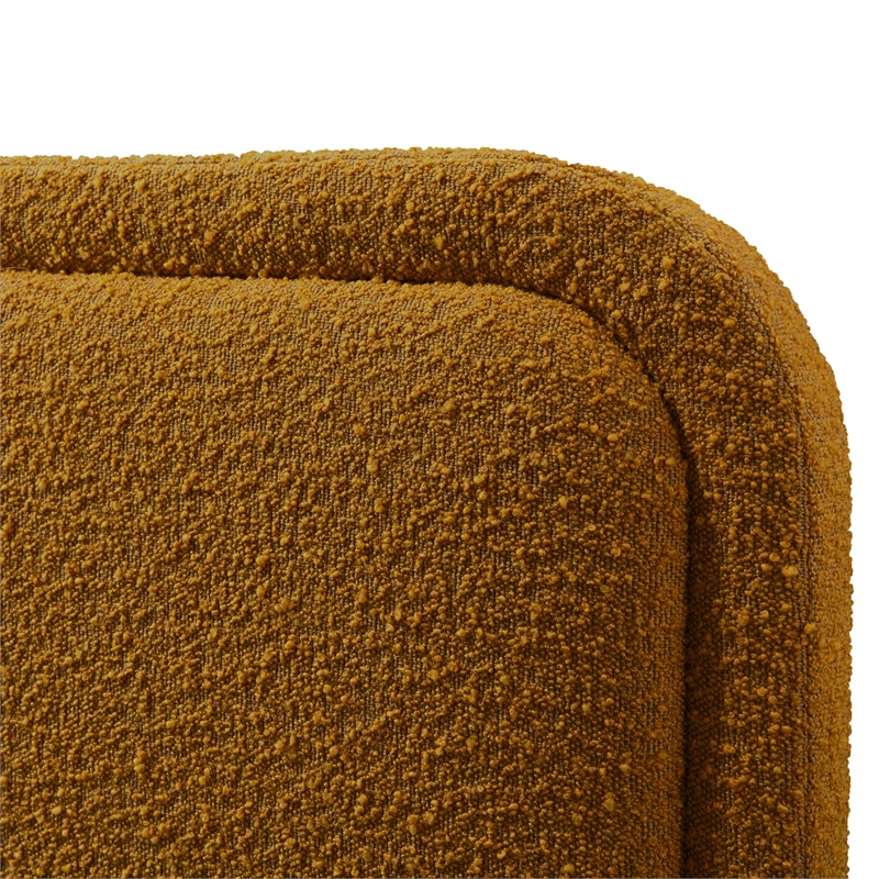 Bowery Hill Upholstered Platform Queen Bed in Mustard Boucle Fabric