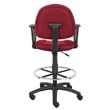 Bowery Hill Fabric Drafting Stool with Loop Arms in Burgundy