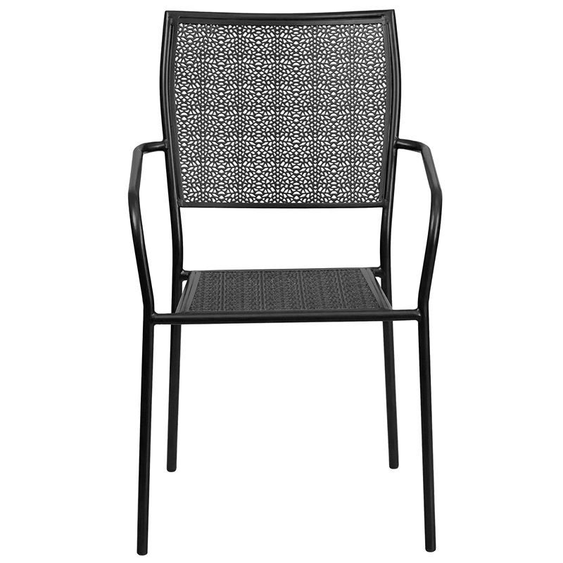 Bowery Hill Stackable Steel Square Back Patio Dining Side Chair in Black
