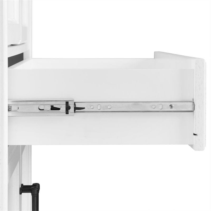 Bowery Hill Wood 4 Door Pantry Set in Distressed White (Set of 2)