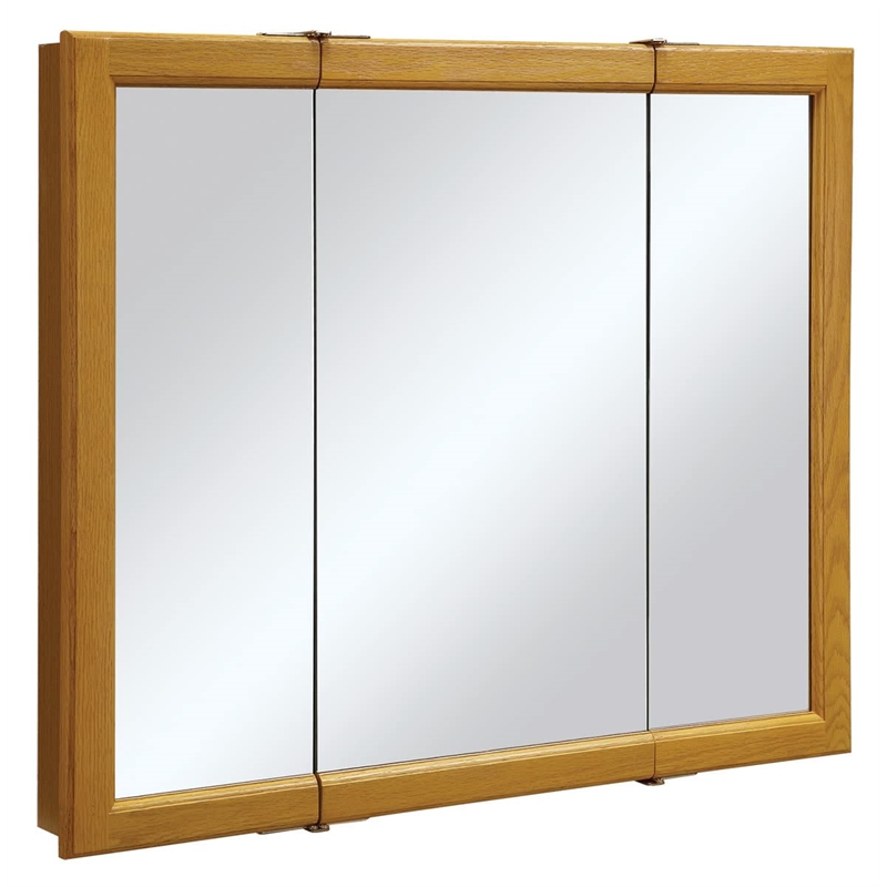 Bowery Hill Contemporary Wood Medicine Cabinet in Honey Oak 36-Inch