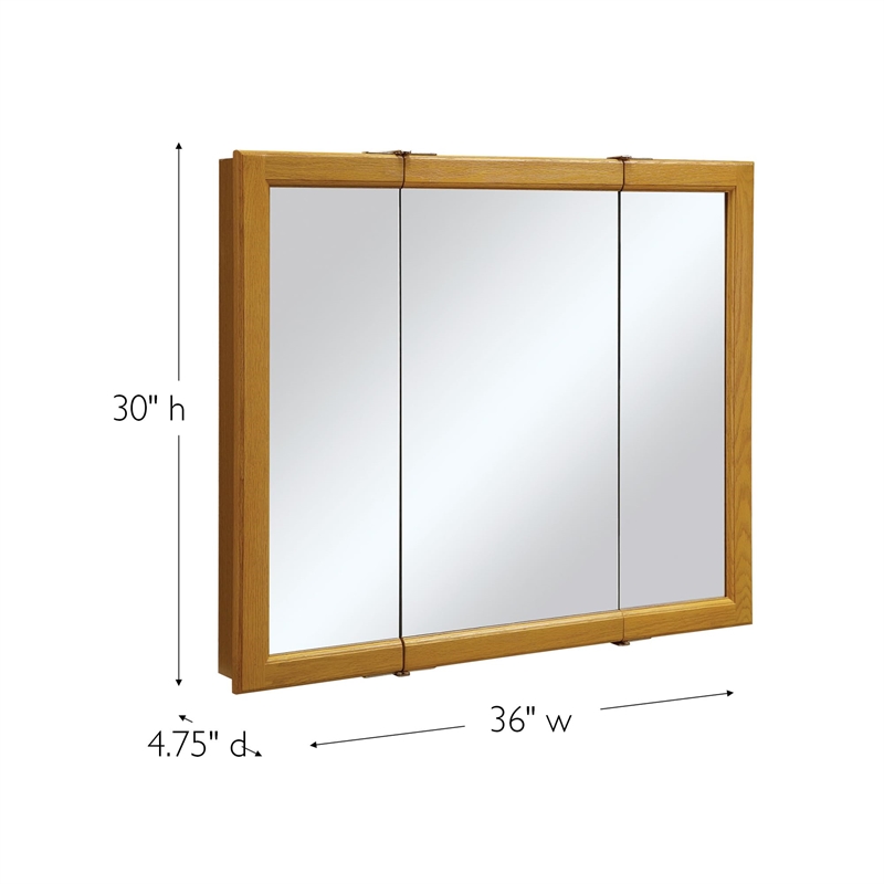 Bowery Hill Contemporary Wood Medicine Cabinet in Honey Oak 36-Inch