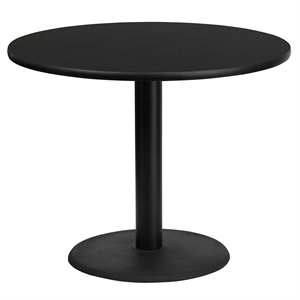 Bowery Hill Contemporary Laminate Table-Round Base In Black Finish