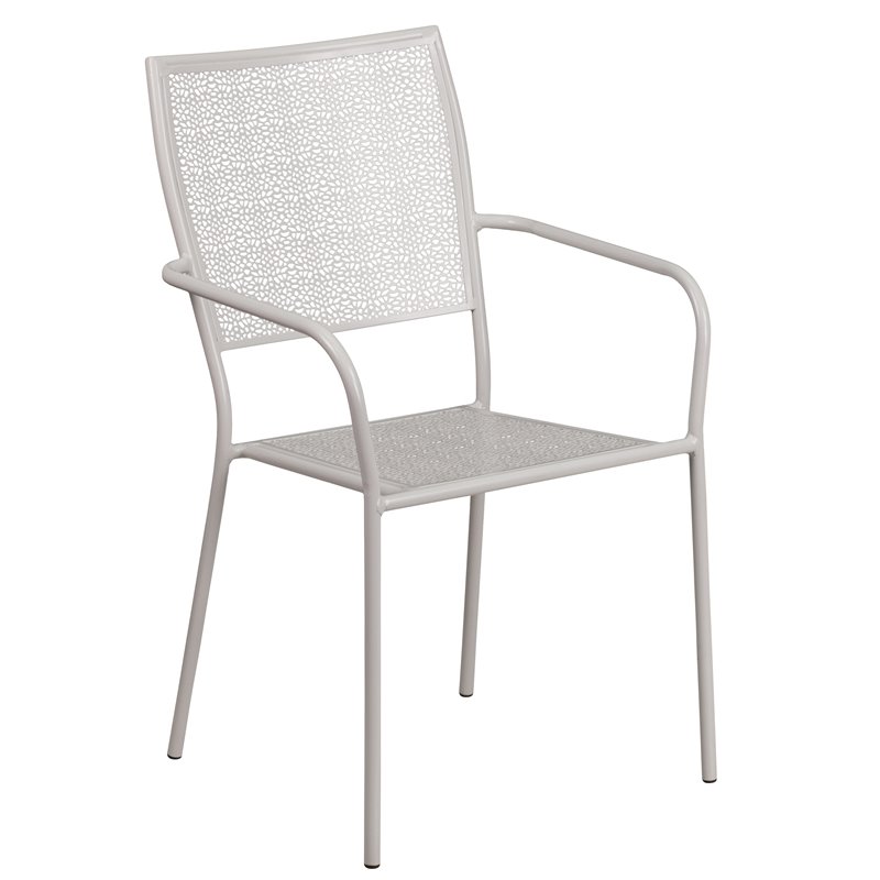 Bowery Hill Stackable Metal Patio Dining Side Chair in Silver Gray