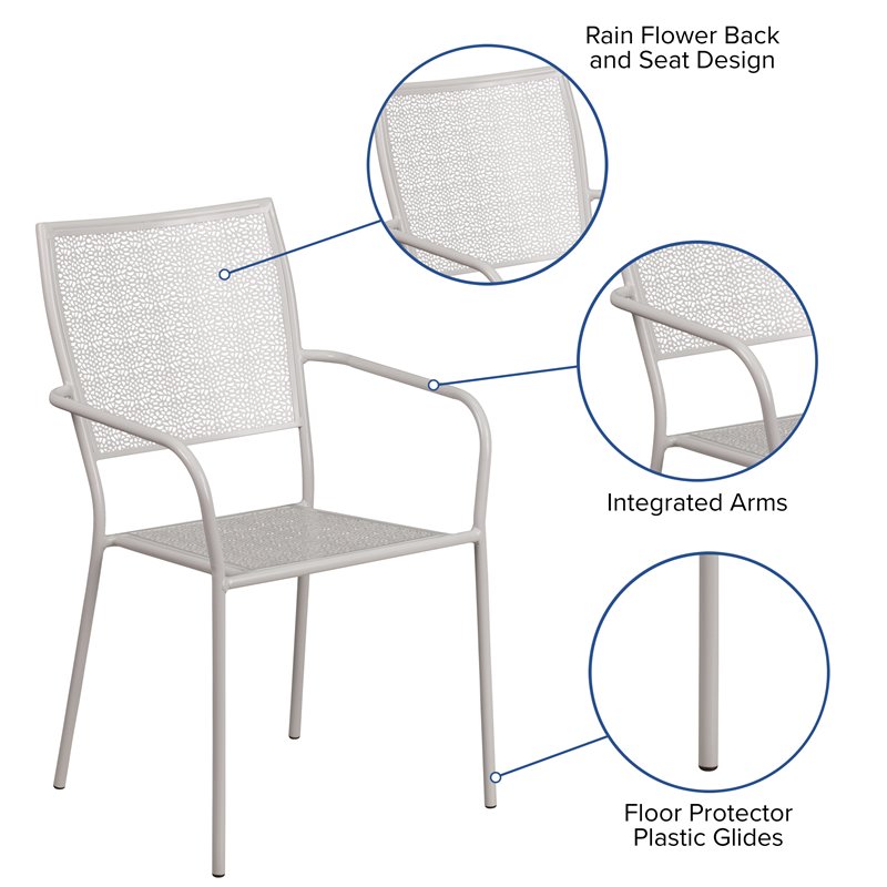 Bowery Hill Stackable Metal Patio Dining Side Chair in Silver Gray