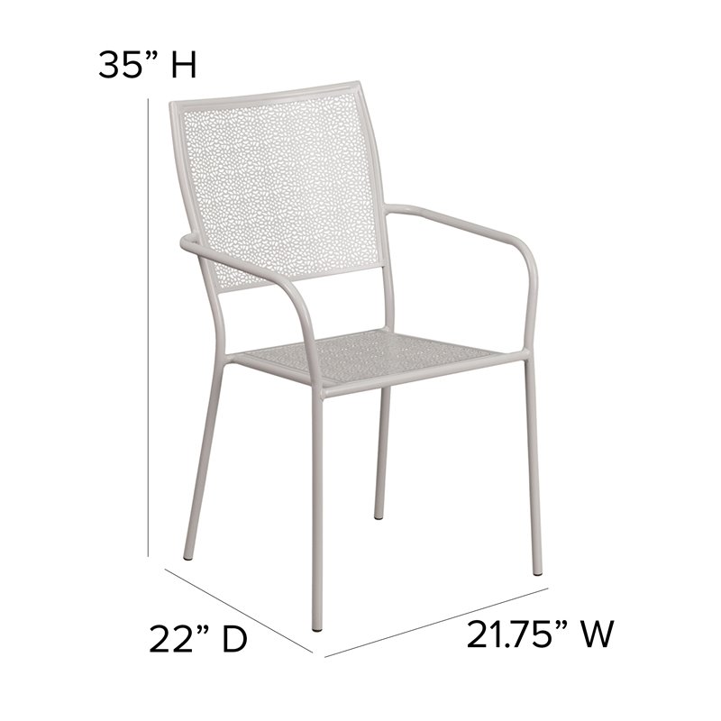Bowery Hill Stackable Metal Patio Dining Side Chair in Silver Gray
