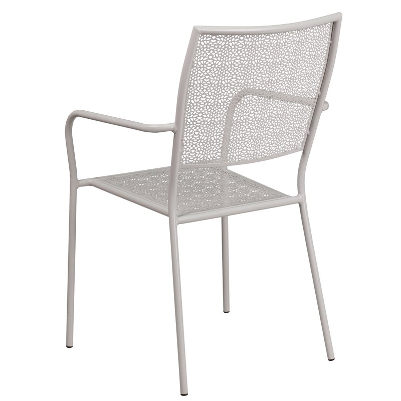 Bowery Hill Stackable Metal Patio Dining Side Chair in Silver Gray