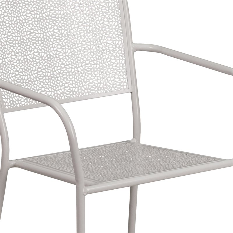 Bowery Hill Stackable Metal Patio Dining Side Chair in Silver Gray