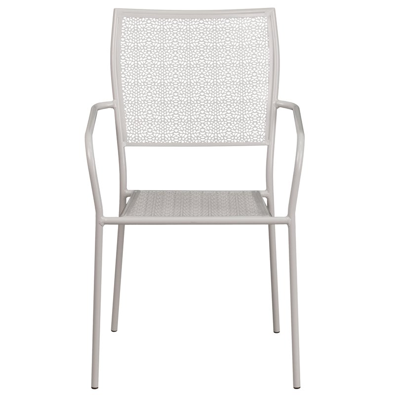 Bowery Hill Stackable Metal Patio Dining Side Chair in Silver Gray