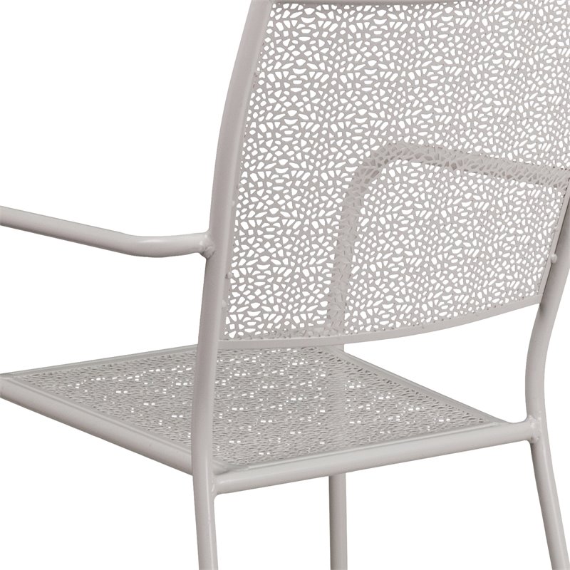 Bowery Hill Stackable Metal Patio Dining Side Chair in Silver Gray