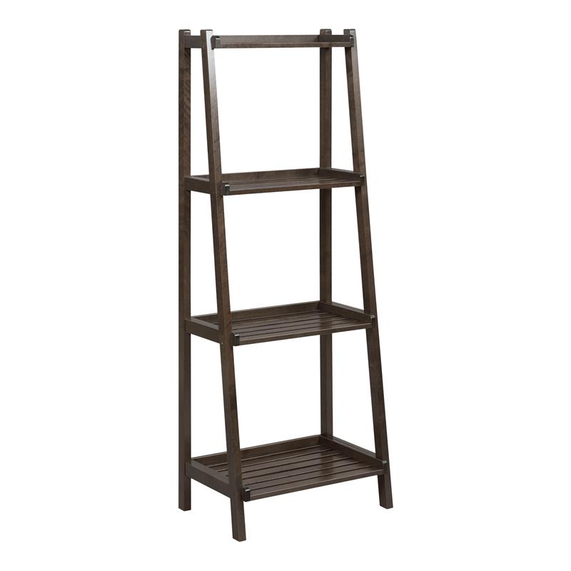 Bowery Hill Contemporary 4-tier Wood Ladder Shelf Bookcase in Espresso