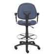 Bowery Hill Contemporary Rolling Fabric Drafting Stool with Arms in Blue