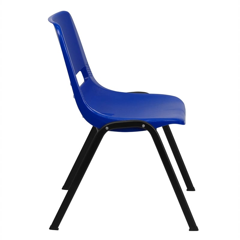 Bowery Hill Plastic Stackable School Chair in Navy and Black