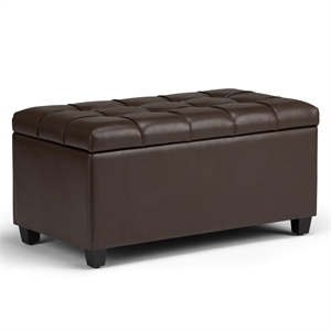 Bowery Hill 34&quot Rectangle Ottoman Bench in Chocolate Brown Faux Leather