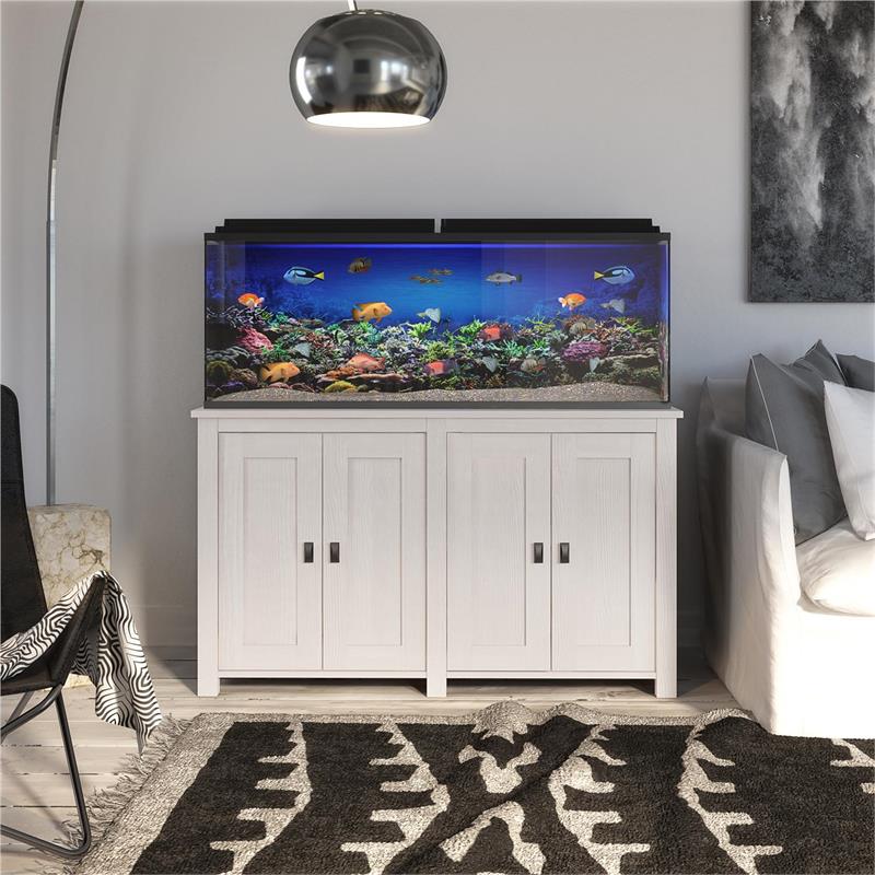 Bowery Hill Contemporary 55 Gallon Aquarium Stand in Ivory Oak