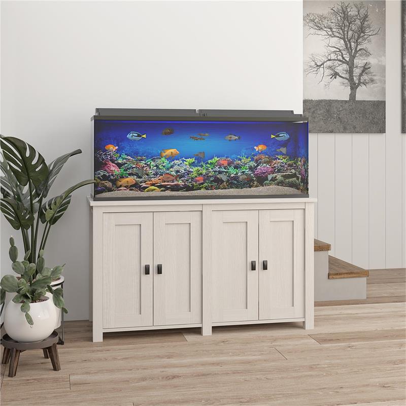 Bowery Hill Contemporary 55 Gallon Aquarium Stand in Ivory Oak