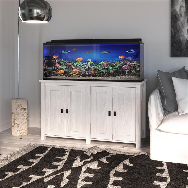 Bowery Hill Contemporary 55 Gallon Aquarium Stand in Ivory Oak