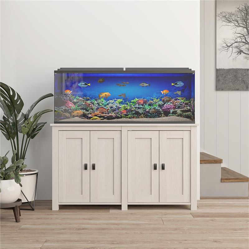Bowery Hill Contemporary 55 Gallon Aquarium Stand in Ivory Oak