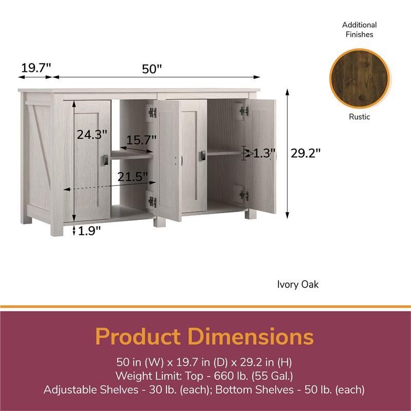 Bowery Hill Contemporary 55 Gallon Aquarium Stand in Ivory Oak