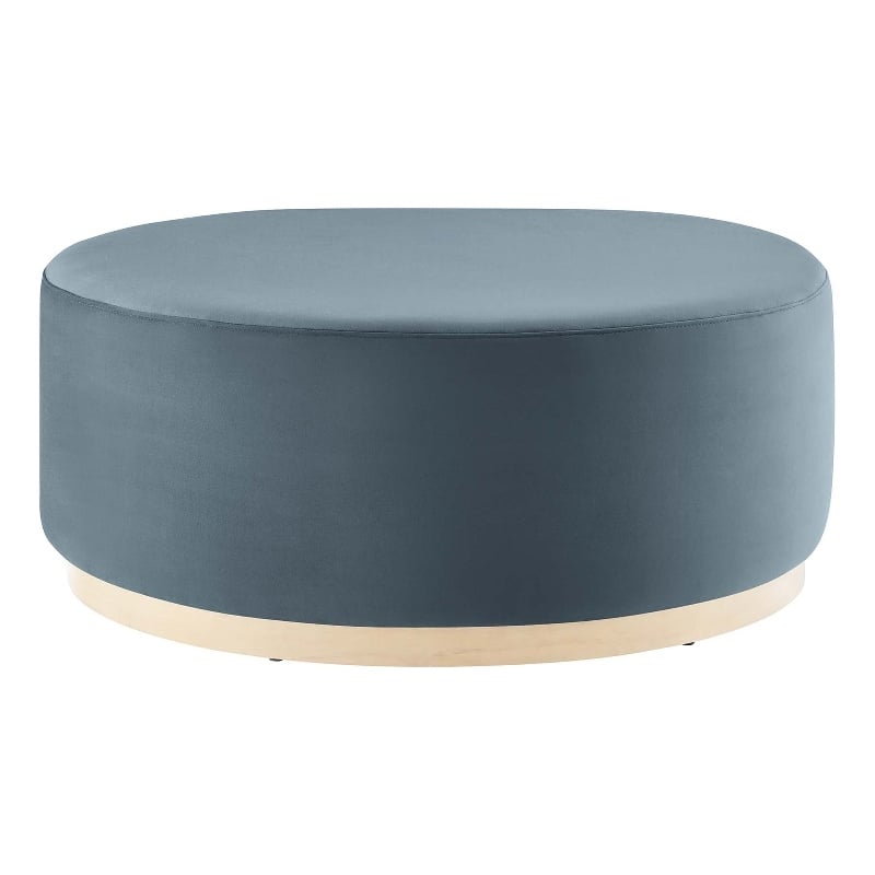 Bowery Hill Contemporary Ottoman in Cadet Blue Natural Finish