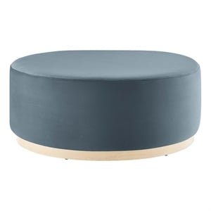 Bowery Hill Contemporary Ottoman in Cadet Blue Natural Finish