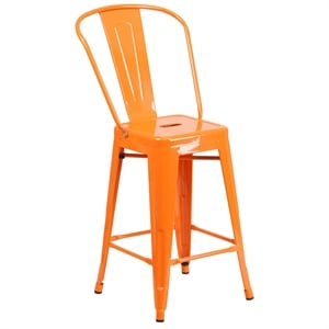 Bowery Hill Contemporary 24&quot Metal Counter Stool in Orange Finish