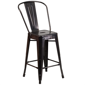 Bowery Hill 24&quot Metal Counter Stool in Black and Antique Gold