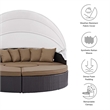 Bowery Hill Aluminum and Rattan Canopy Patio Daybed in Espresso/Mocha Brown