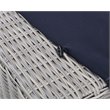 Bowery Hill Modern Rattan & Fabric Outdoor Ottoman in Light Gray/Navy