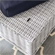 Bowery Hill Modern Rattan & Fabric Outdoor Ottoman in Light Gray/Navy