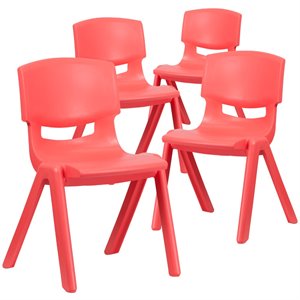 Bowery Hill 15. 5&quot Plastic Stackable School Chair in Red (Set of 4)