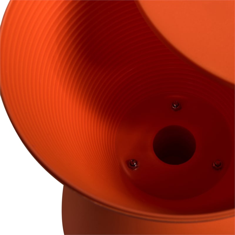 Bowery Hill Contemporary Plastic Ribbed Round End Table in Orange