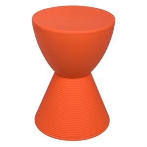 Bowery Hill Contemporary Plastic Ribbed Round End Table in Orange