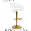 Bowery Hill Faux Leather Mid Back Adjustable Bar Stool in White and Gold