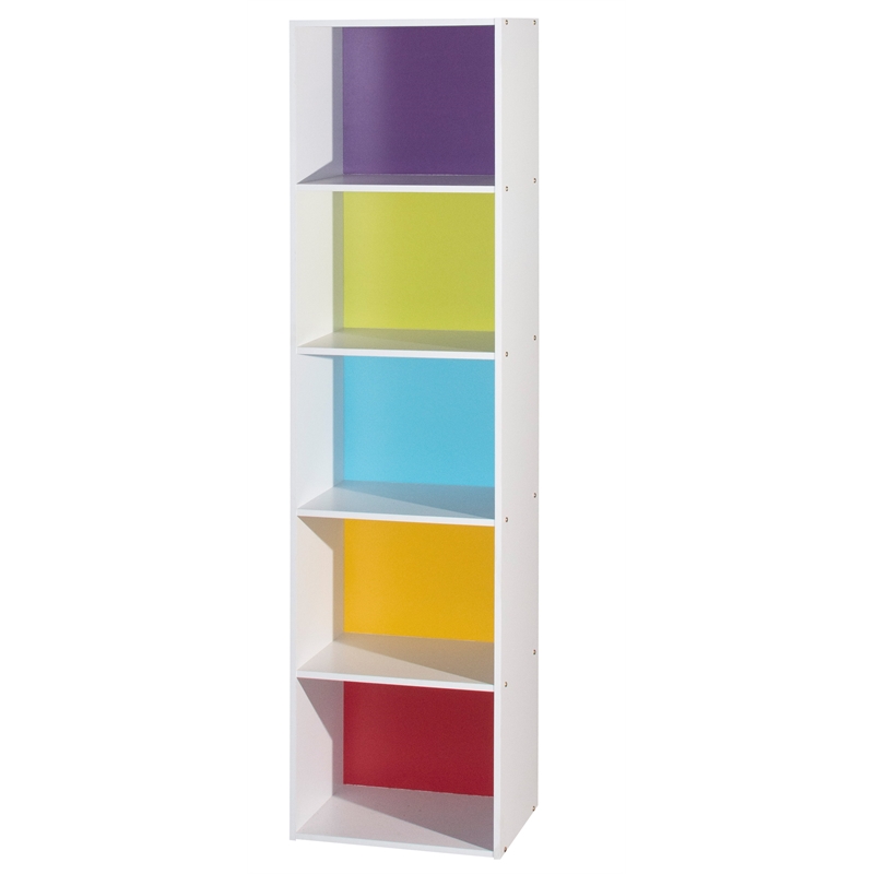 Bowery Hill Five Shelf Multi-Purpose Wooden Bookcase in Multi-color Finish