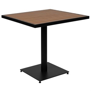 Bowery Hill 30&quot Square Patio Dining Table with Poly Slats in Faux Teak