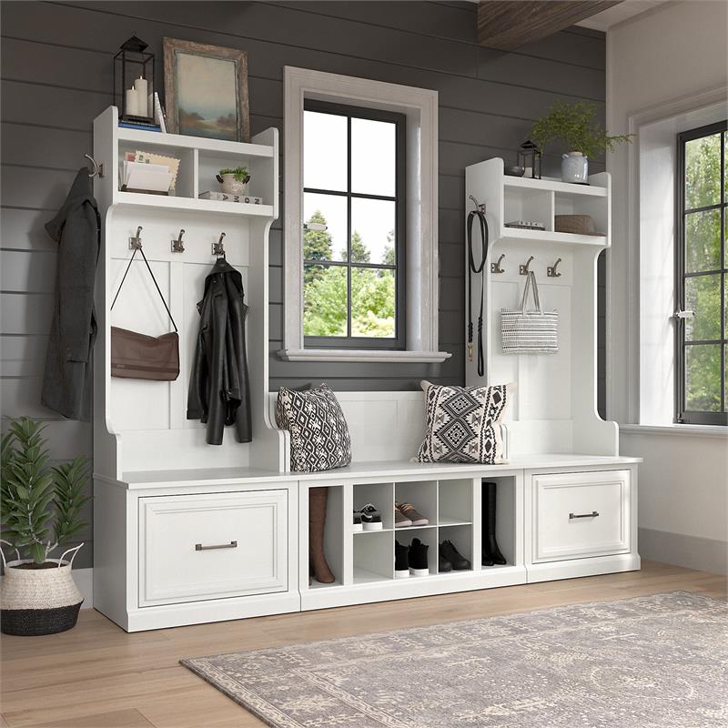 Bowery Hill Entryway Storage Set with Drawers in White Ash - Engineered Wood