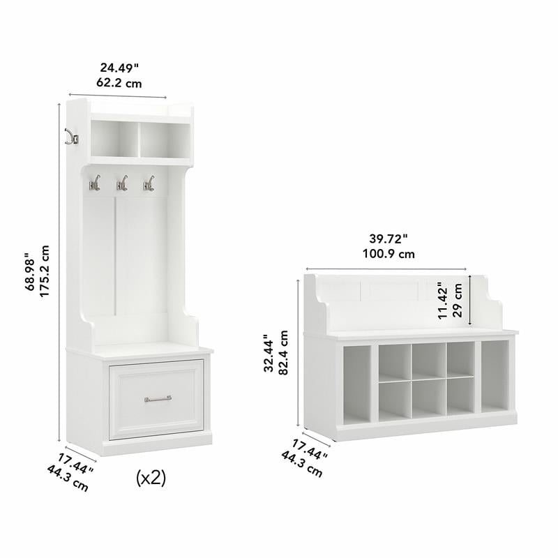 Bowery Hill Entryway Storage Set with Drawers in White Ash - Engineered Wood
