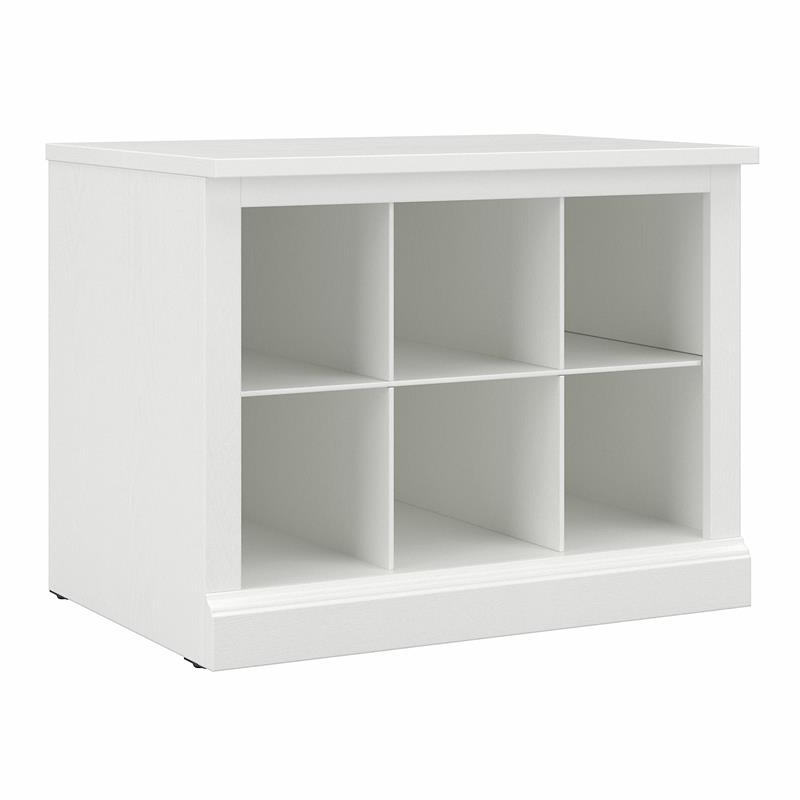 Bowery Hill 24W Small Shoe Bench with Shelves in White Ash - Engineered Wood