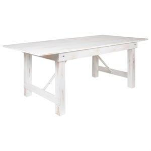 Bowery Hill 7'X40&quot Folding Farm Table In Antique Rustic White