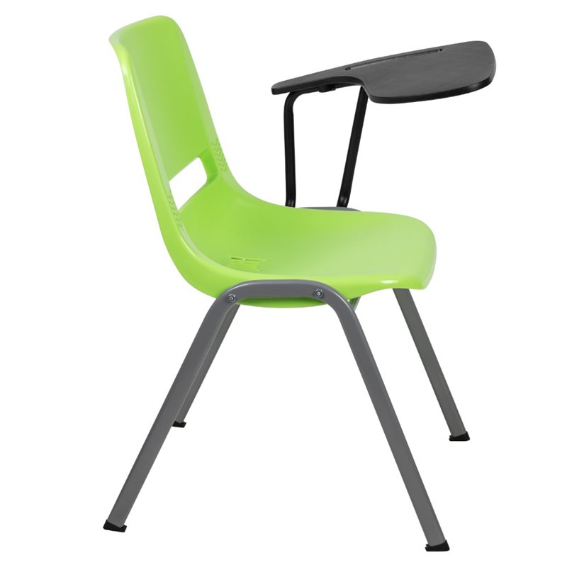 Bowery Hill Plastic Classroom Chair in Green with Left Arm Tablet