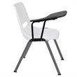 Bowery Hill Plastic Classroom Chair in White with Right Arm Tablet